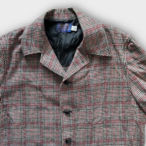Vintage 70s Pendleton Wool Houndstooth Plaid Blazer Jacket Mens Large Rockabilly - Picture 7 of 15